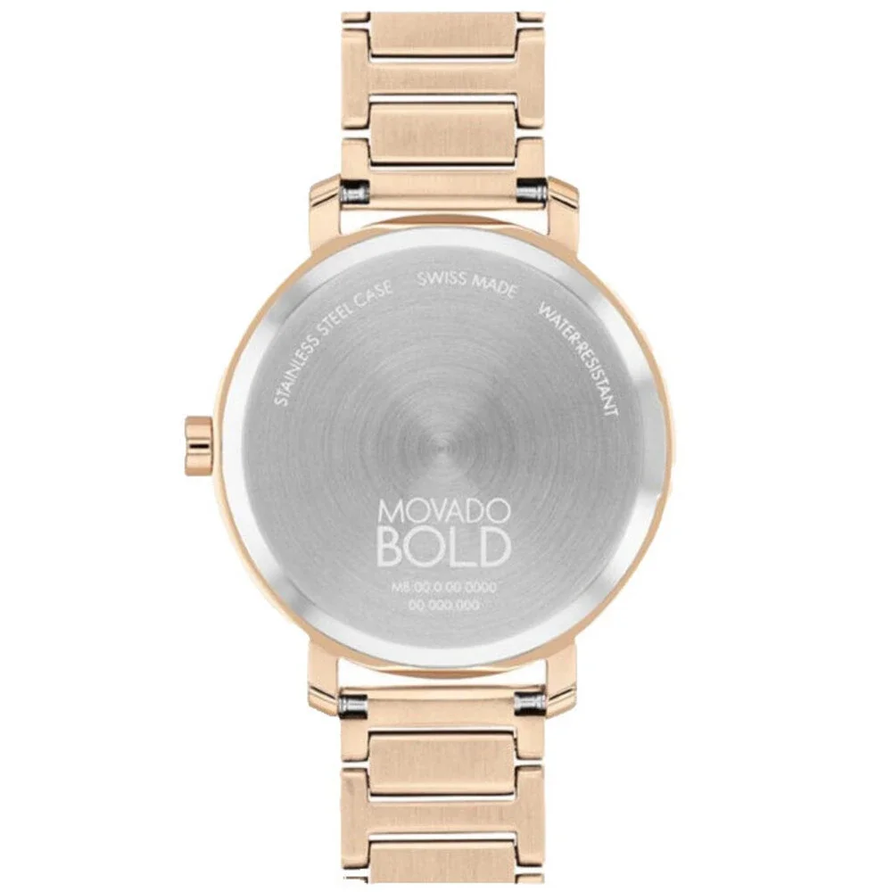 MOVADO BOLD 3601107 ROSE GOLD DIAL & STAINLESS STEEL BRACELET 34MM WOMENS WATCH
